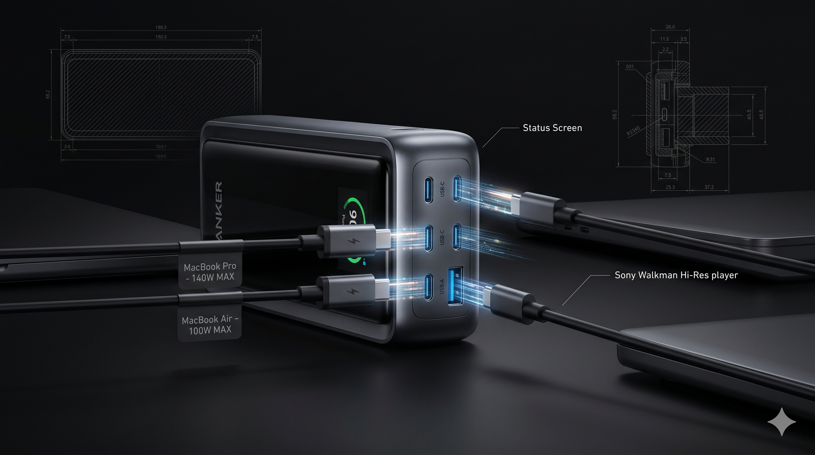 Batería Portátil Ultra Rápida Anker Prime 20,000mAh (200W)